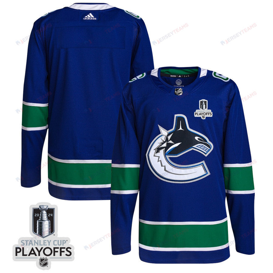 Vancouver Canucks 2024 NHL Playoffs Patch Home Jersey - Men, Blue