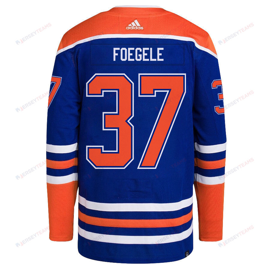 Warren Foegele 37 Edmonton Oilers 2024 NHL Playoffs Patch Home Jersey - Men
