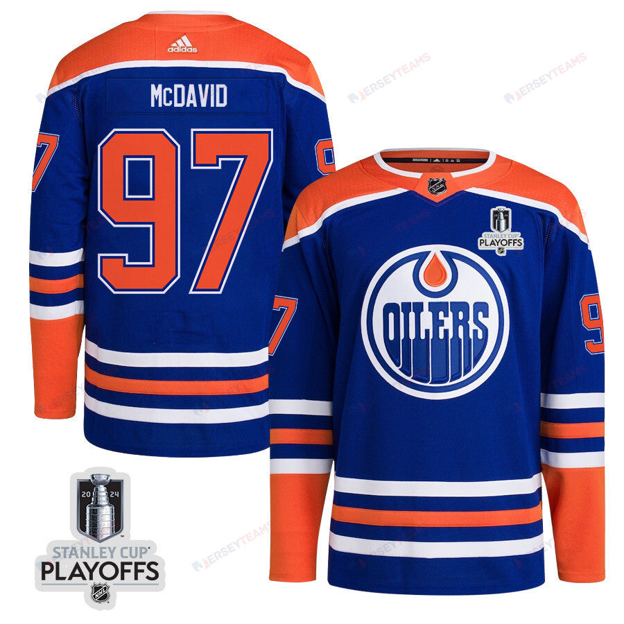 Connor McDavid 97 Edmonton Oilers 2024 NHL Playoffs Patch Home Jersey - Men