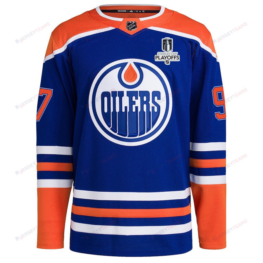 Connor McDavid 97 Edmonton Oilers 2024 NHL Playoffs Patch Home Jersey - Men