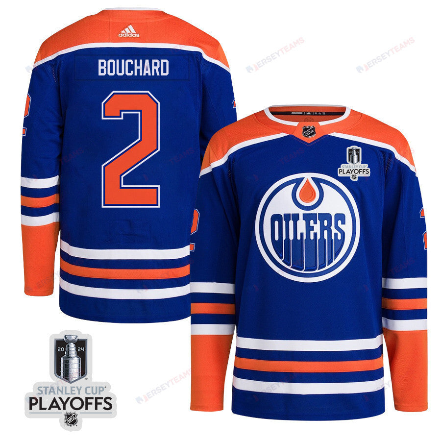 Evan Bouchard 2 Edmonton Oilers 2024 NHL Playoffs Patch Home Jersey - Men