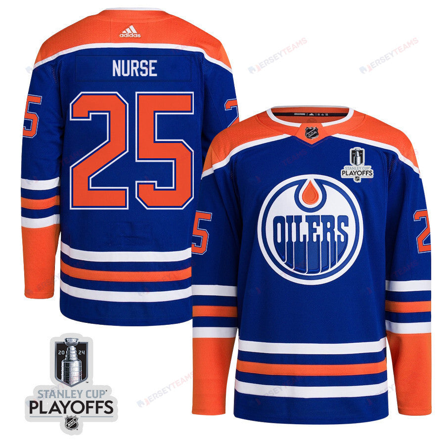 Darnell Nurse 25 Edmonton Oilers 2024 NHL Playoffs Patch Home Jersey - Men
