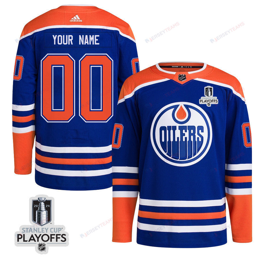 Edmonton Oilers 2024 NHL Playoffs Patch Home Jersey Customized - Men