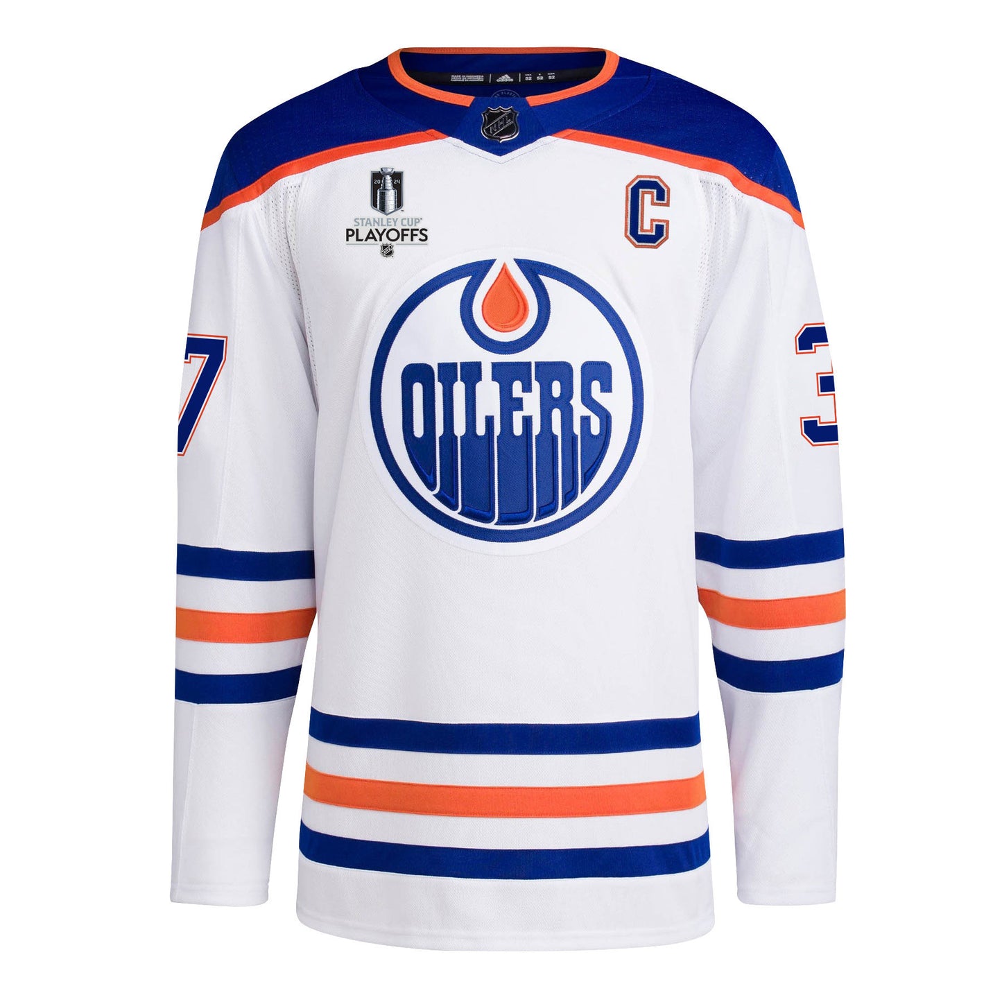 Warren Foegele 37 Edmonton Oilers 2024 NHL Playoffs Patch Away Jersey - Men, White