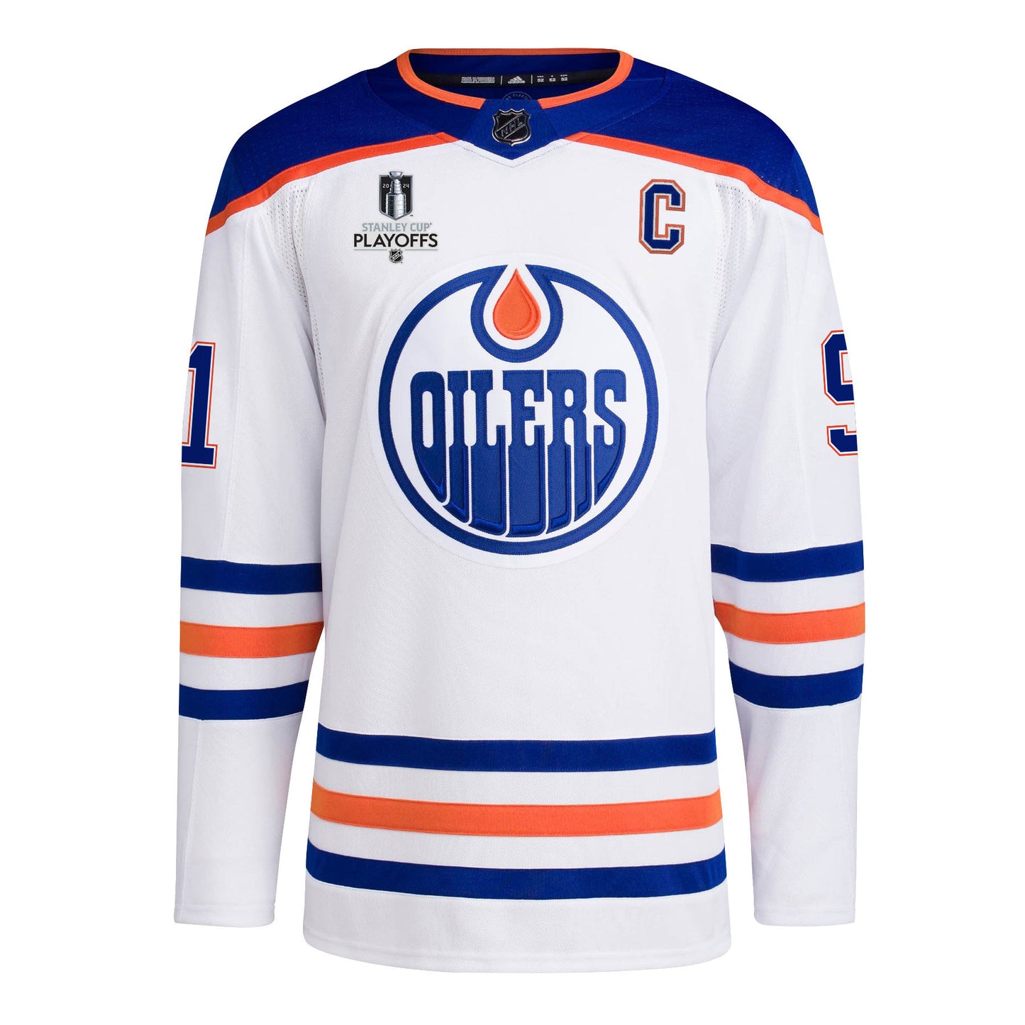 Evander Kane 91 Edmonton Oilers 2024 NHL Playoffs Patch Away Jersey - Men, White