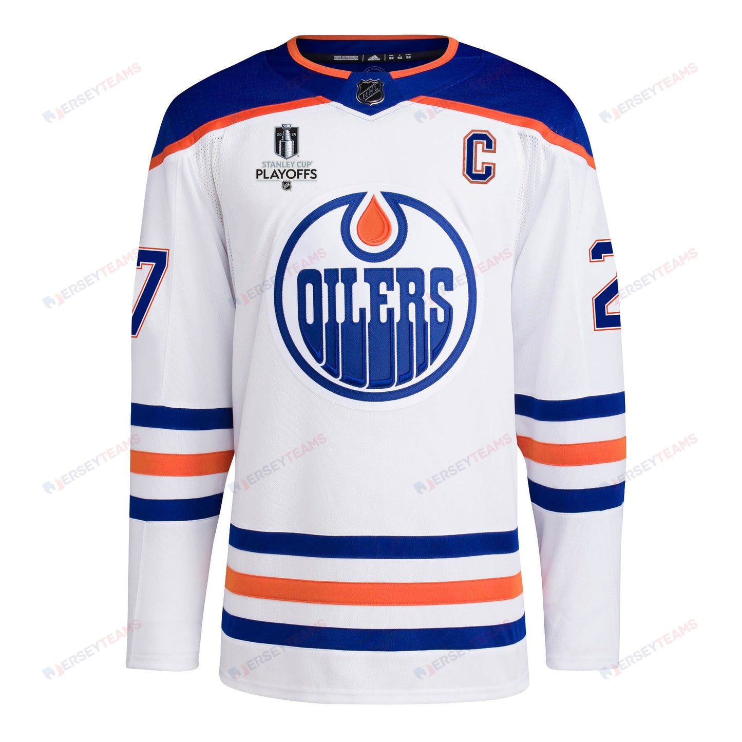 Brett Kulak 27 Edmonton Oilers 2024 NHL Playoffs Patch Away Jersey - Men, White