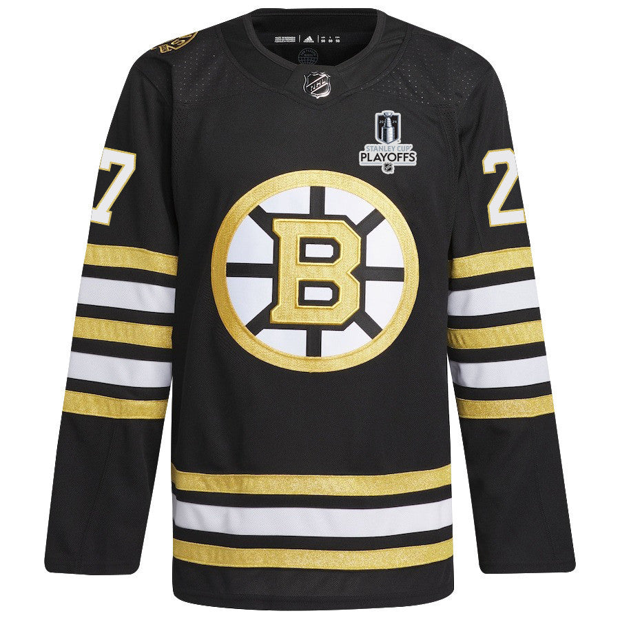 Hampus Lindholm 27 Boston Bruins 2024 NHL Playoffs Patch Home Jersey - Men, Black