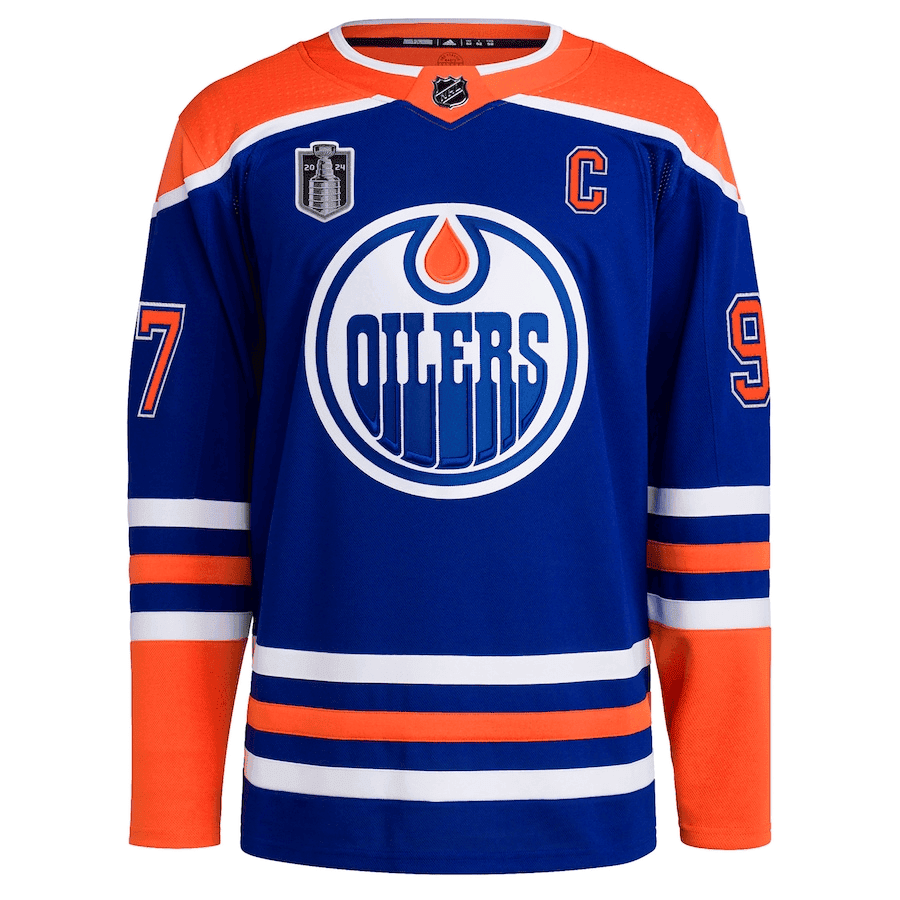 Connor McDavid 97 Edmonton Oilers 2024 Stanley Cup Final Home Primegreen Player Jersey – Royal