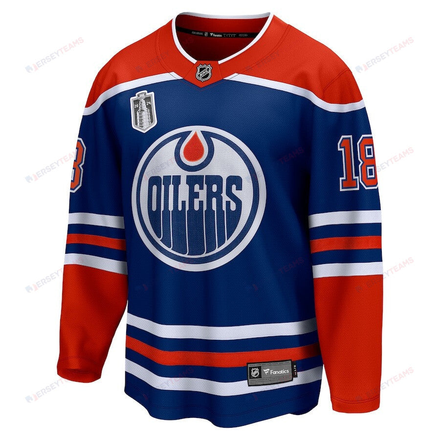 Zach Hyman 18 Edmonton Oilers 2024 Stanley Cup Final Home Breakaway Player Jersey - Royal
