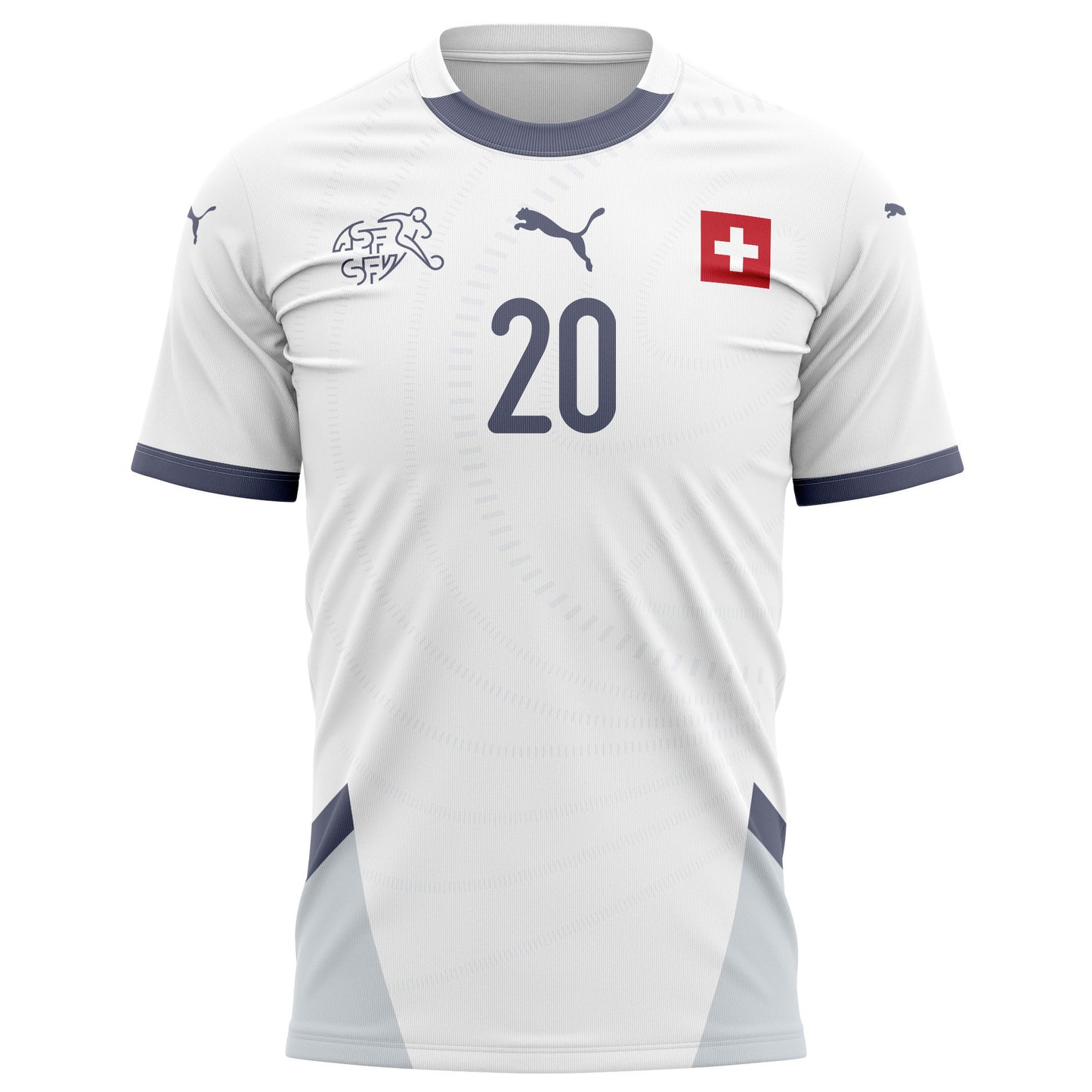 Michel Aebischer 20 Switzerland National Team 2024/25 Away Kits AOP T-shirt - White