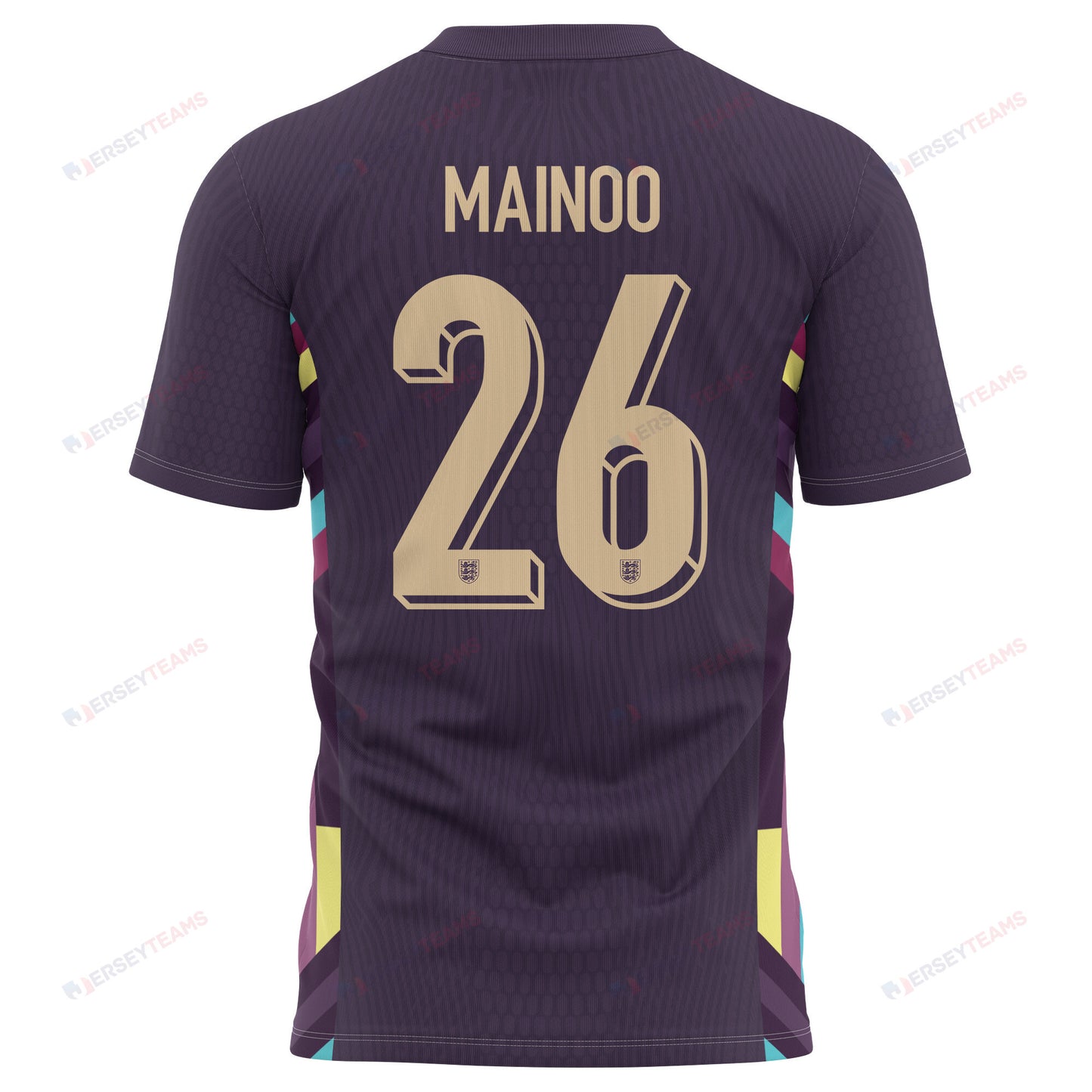 Kobbie Mainoo 26 England National Team 2024 Away Kits AOP T-shirt - Purple