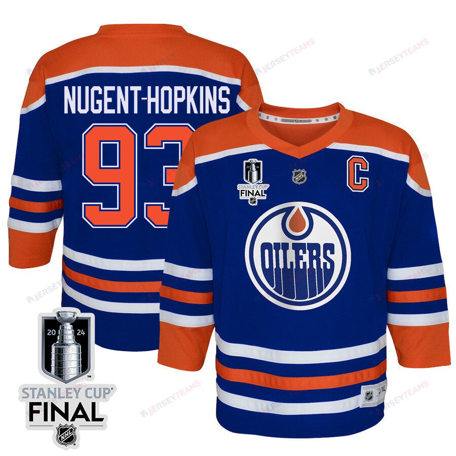 Ryan Nugent-Hopkins 93 Edmonton Oilers 2024 STANLEY CUP Final Youth Home Jersey - Royal