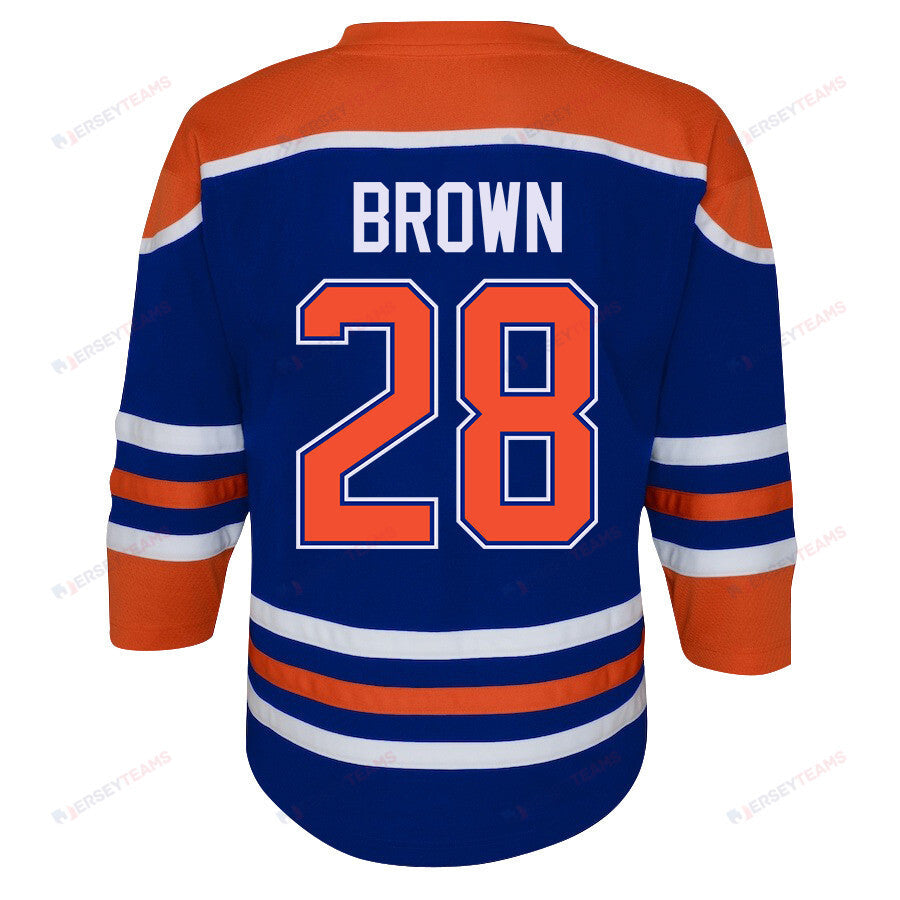 Connor Brown 28 Edmonton Oilers 2024 STANLEY CUP Final Youth Home Jersey - Royal