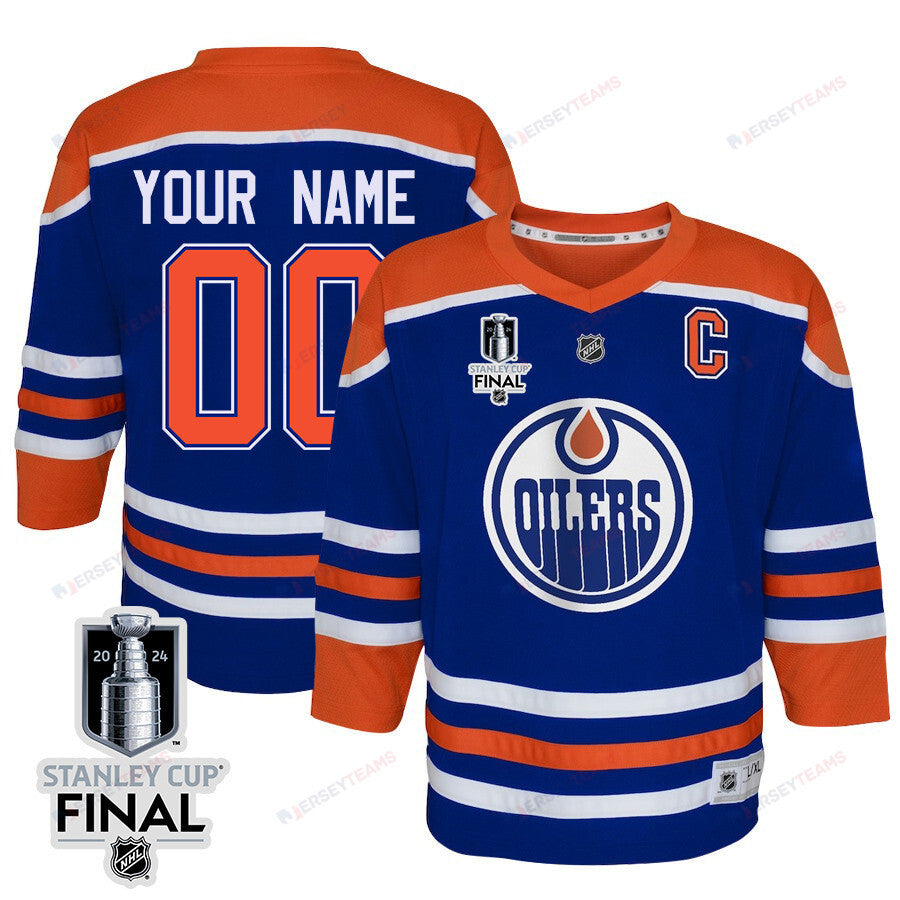 Edmonton Oilers 2024 STANLEY CUP Final Youth Home Jersey Customized - Royal