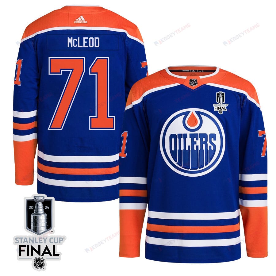 Ryan McLeod 71 Edmonton Oilers 2024 STANLEY CUP Final Home Primegreen Jersey - Men, Royal