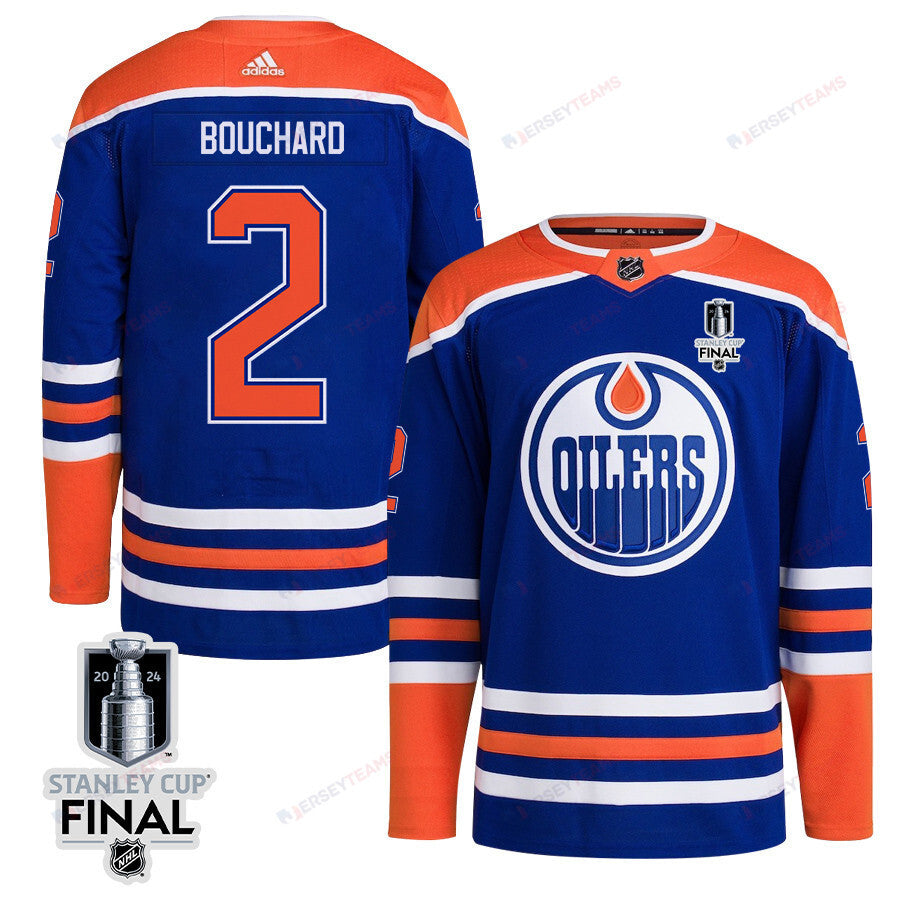 Evan Bouchard 2 Edmonton Oilers 2024 STANLEY CUP Final Home Primegreen Jersey - Men, Royal