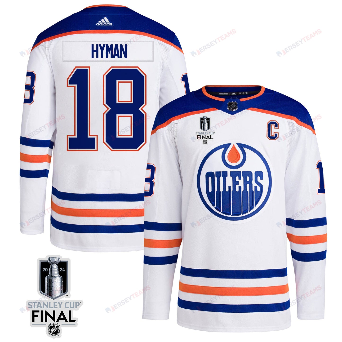 Zach Hyman 18 Edmonton Oilers 2024 STANLEY CUP Final Away Jersey - Men, White