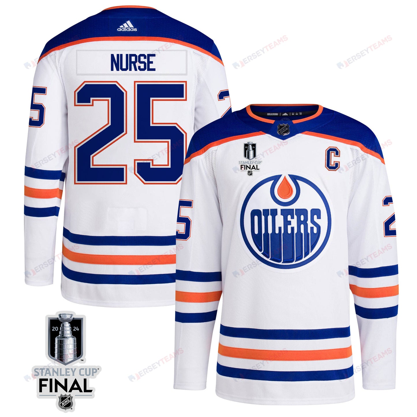 Darnell Nurse 25 Edmonton Oilers 2024 STANLEY CUP Final Away Jersey - Men, White