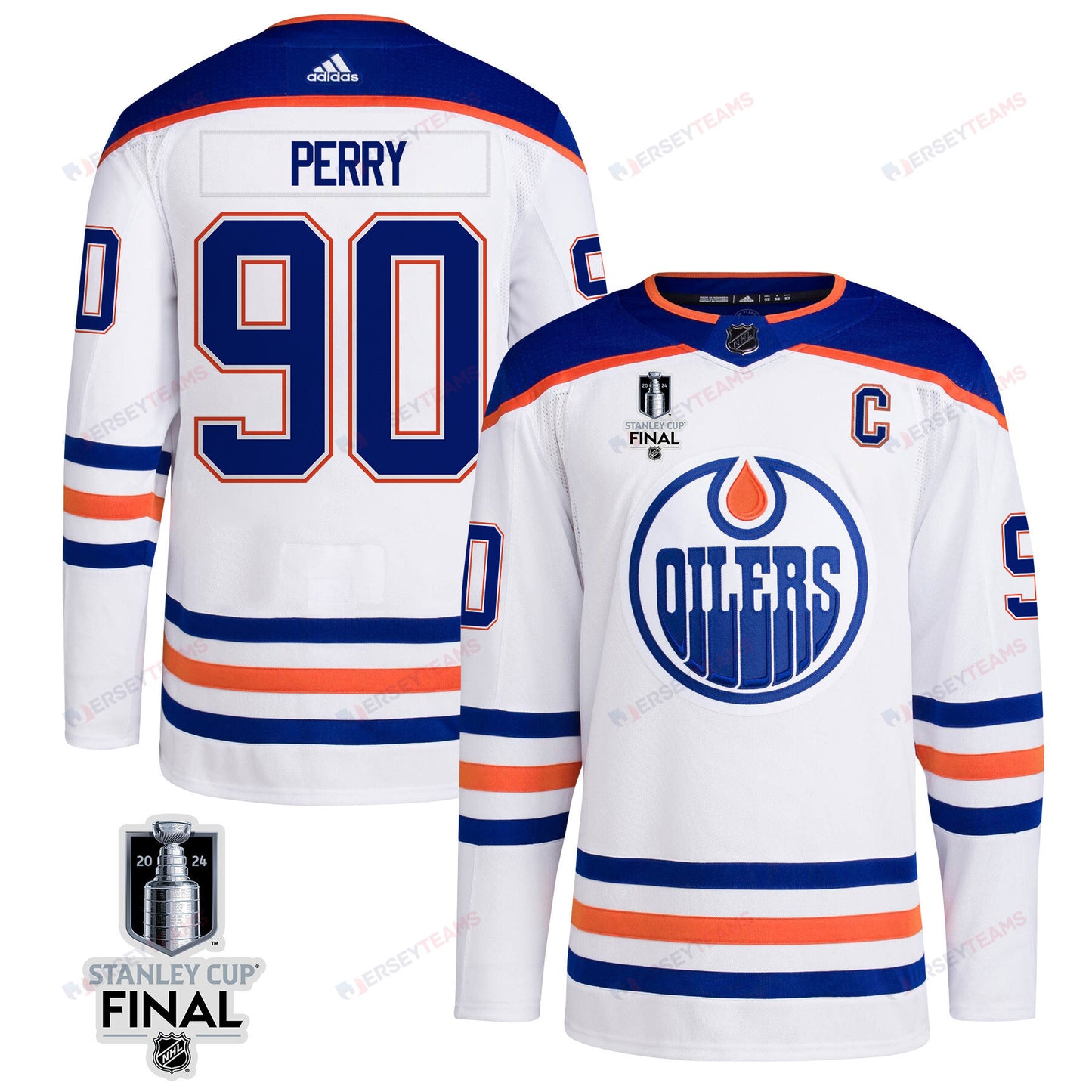 Corey Perry 90 Edmonton Oilers 2024 STANLEY CUP Final Away Jersey - Men, White