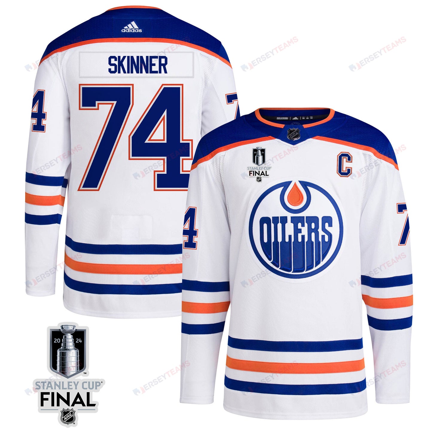 Stuart Skinner 74 Edmonton Oilers 2024 STANLEY CUP Final Away Jersey - Men, White