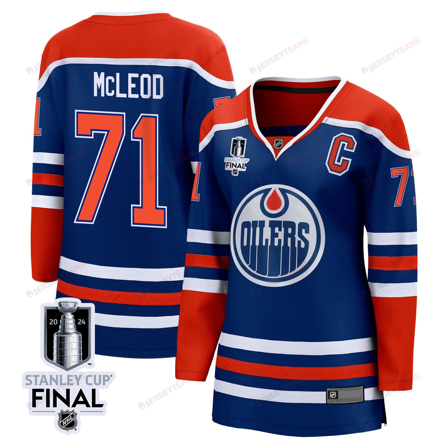 Ryan McLeod 71 Edmonton Oilers 2024 STANLEY CUP Final Women's Home Jersey - Royal