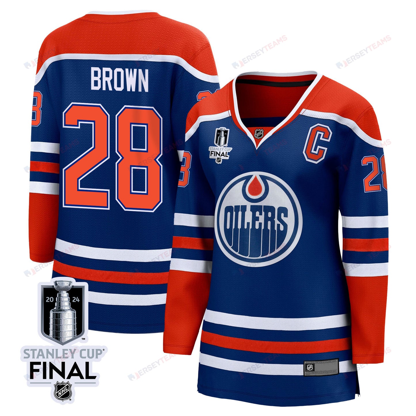 Connor Brown 28 Edmonton Oilers 2024 STANLEY CUP Final Women's Home Jersey - Royal