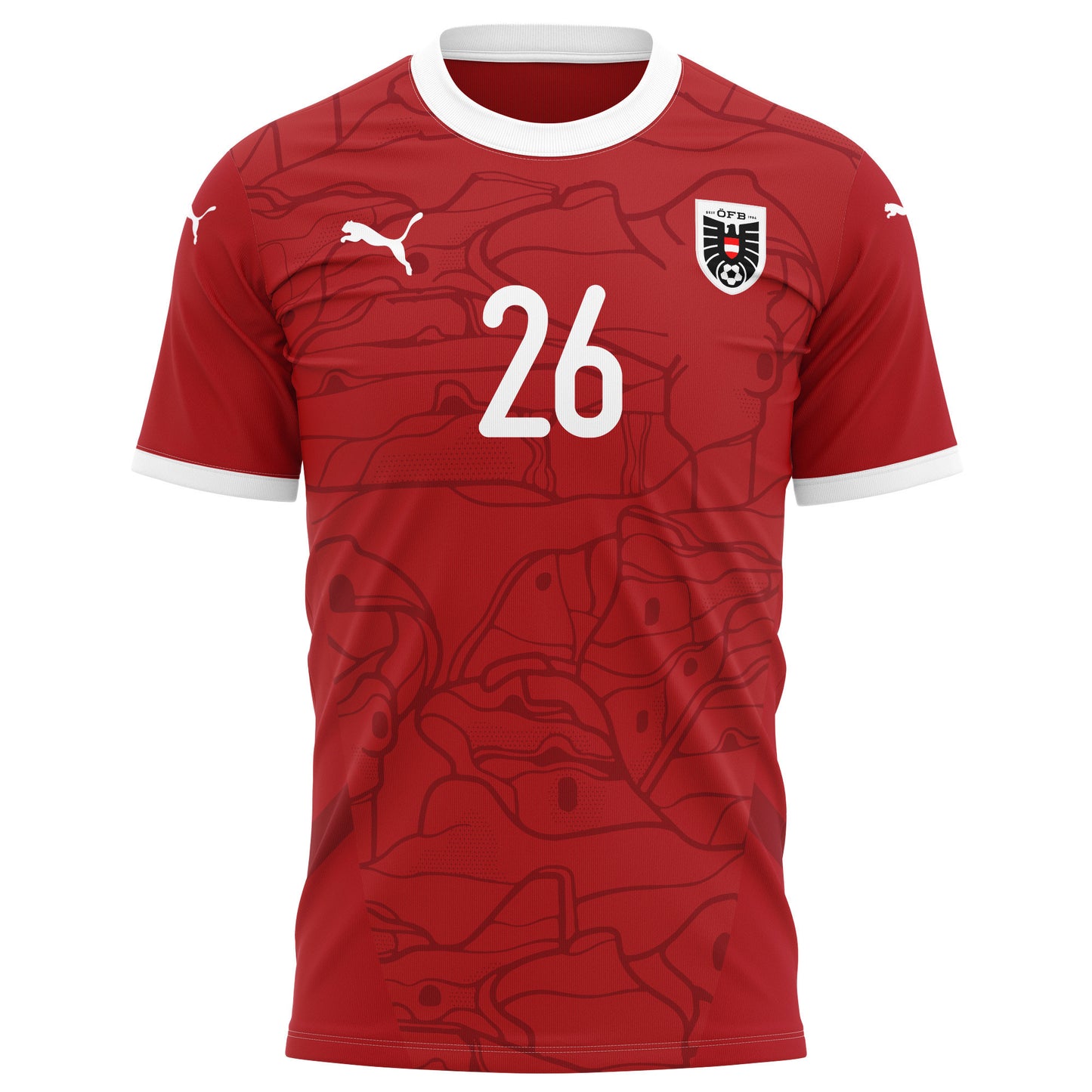 Marco Grüll 26 Austria National Team 2024/25 Home Kits AOP T-shirt - Red