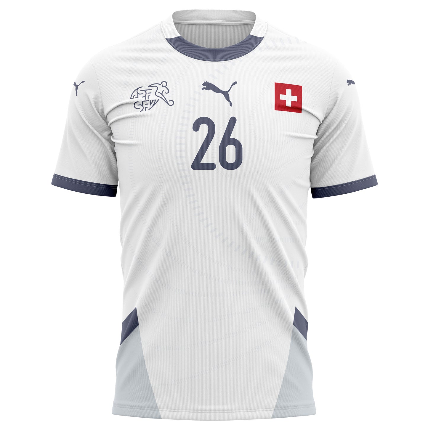 Fabian Rieder 26 Switzerland National Team 2024/25 Away Kits AOP T-shirt - White