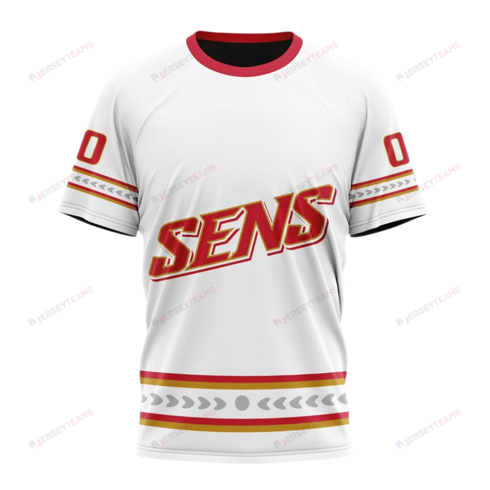 Ottawa Senators Special Whiteout Design Custom AOP T-Shirt - White