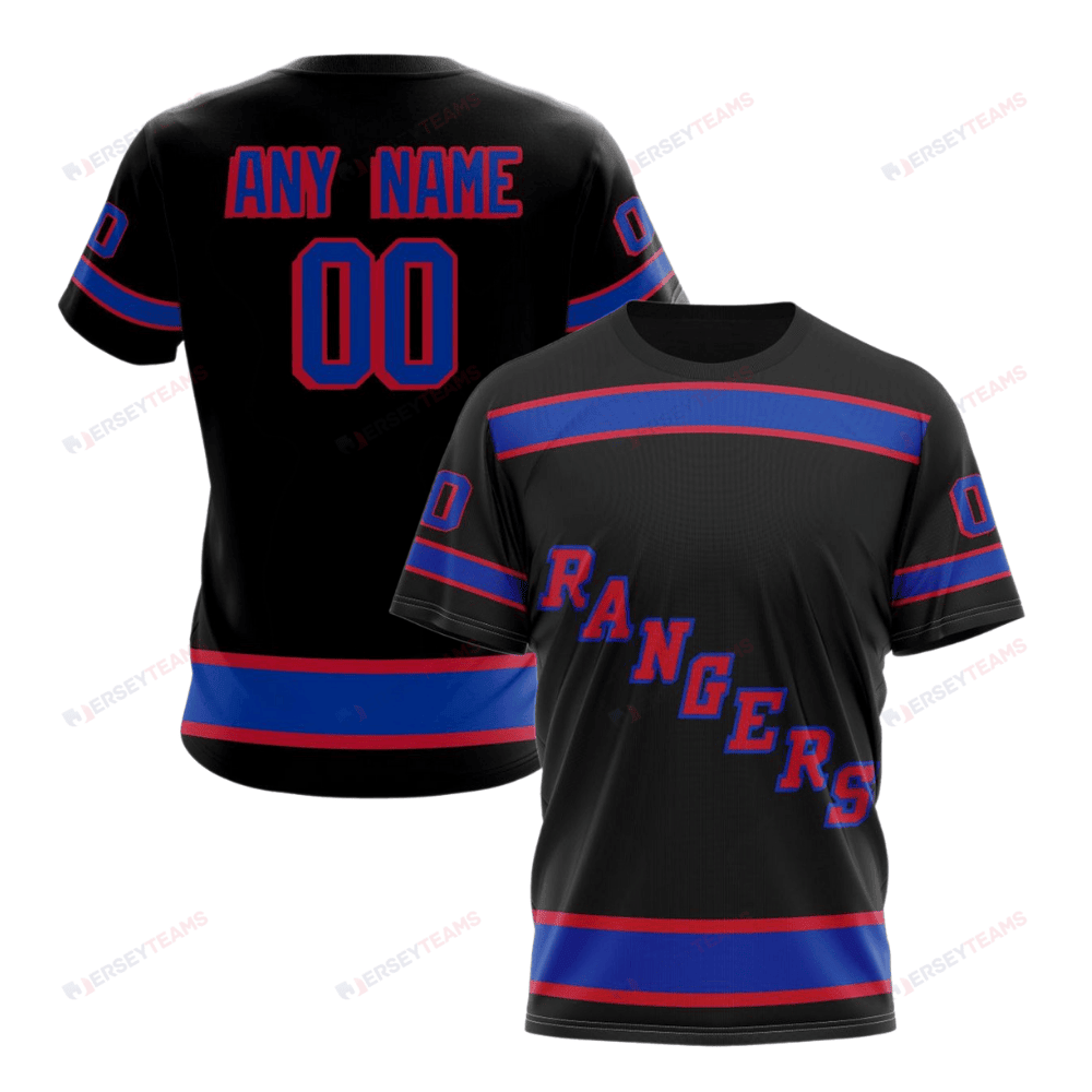 New York Rangers Special Blackout Design Custom AOP T-Shirt - Black