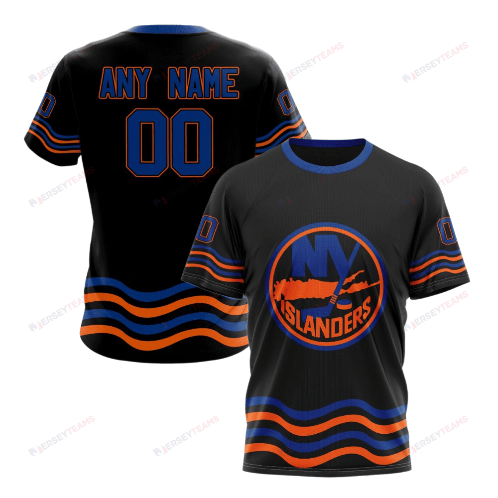 New York Islanders Special Blackout Design Custom AOP T-Shirt - Black