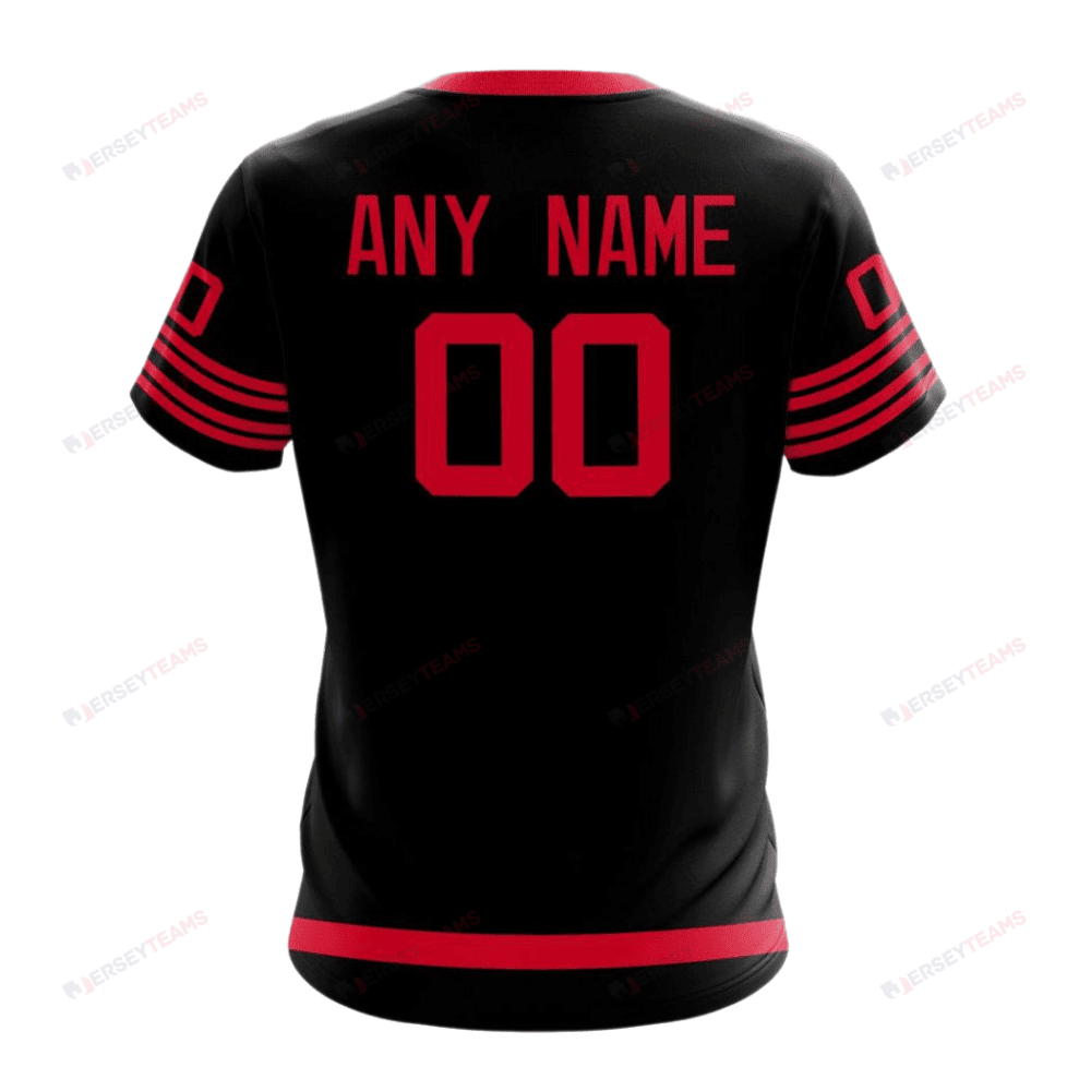 New Jersey Devils Special Blackout Design Custom AOP T-Shirt - Black