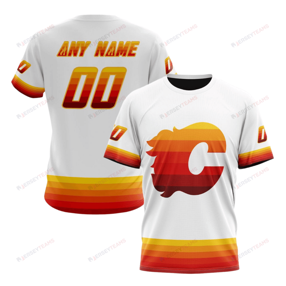 Calgary Flames Special Whiteout Custom AOP T-Shirt - White