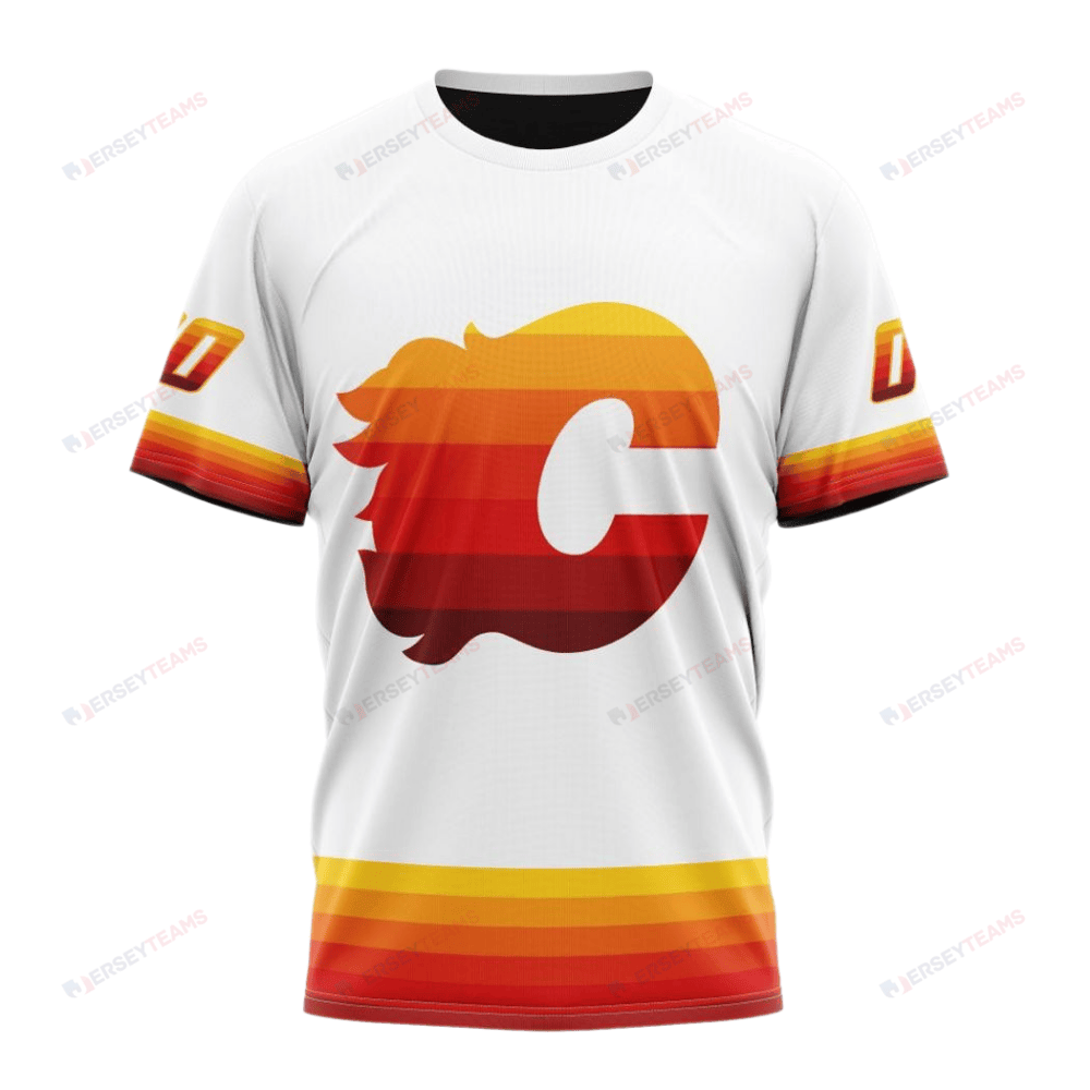 Calgary Flames Special Whiteout Custom AOP T-Shirt - White
