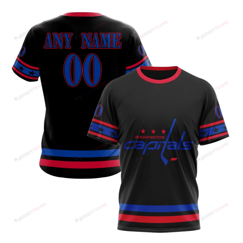 Washington Capitals Special Blackout Design Custom AOP T-Shirt - Black