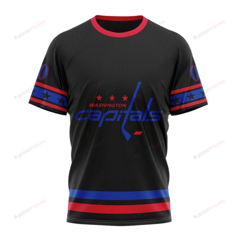 Washington Capitals Special Blackout Design Custom AOP T-Shirt - Black