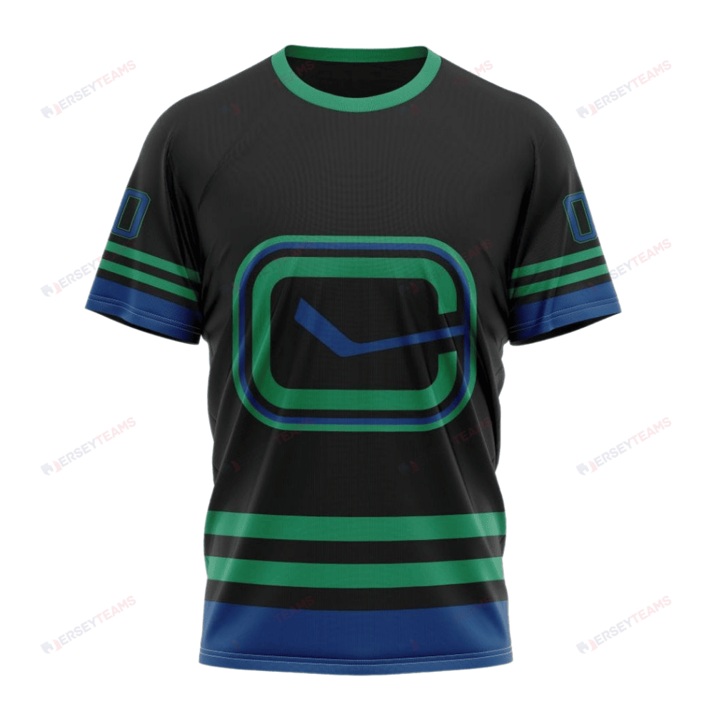 Vancouver Canucks Special Blackout Design Custom AOP T-Shirt - Black