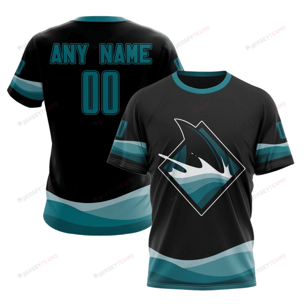 San Jose Sharks Special Blackout Design Custom AOP T-Shirt - Black