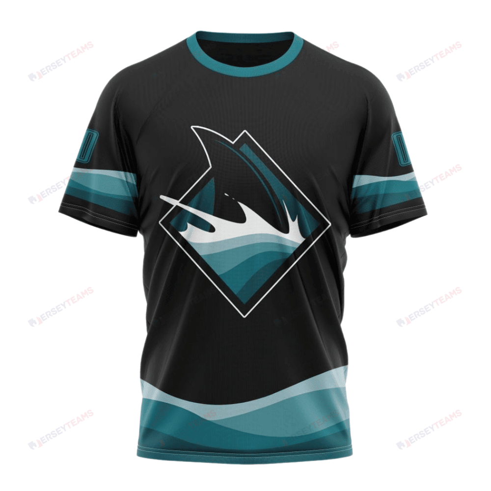 San Jose Sharks Special Blackout Design Custom AOP T-Shirt - Black