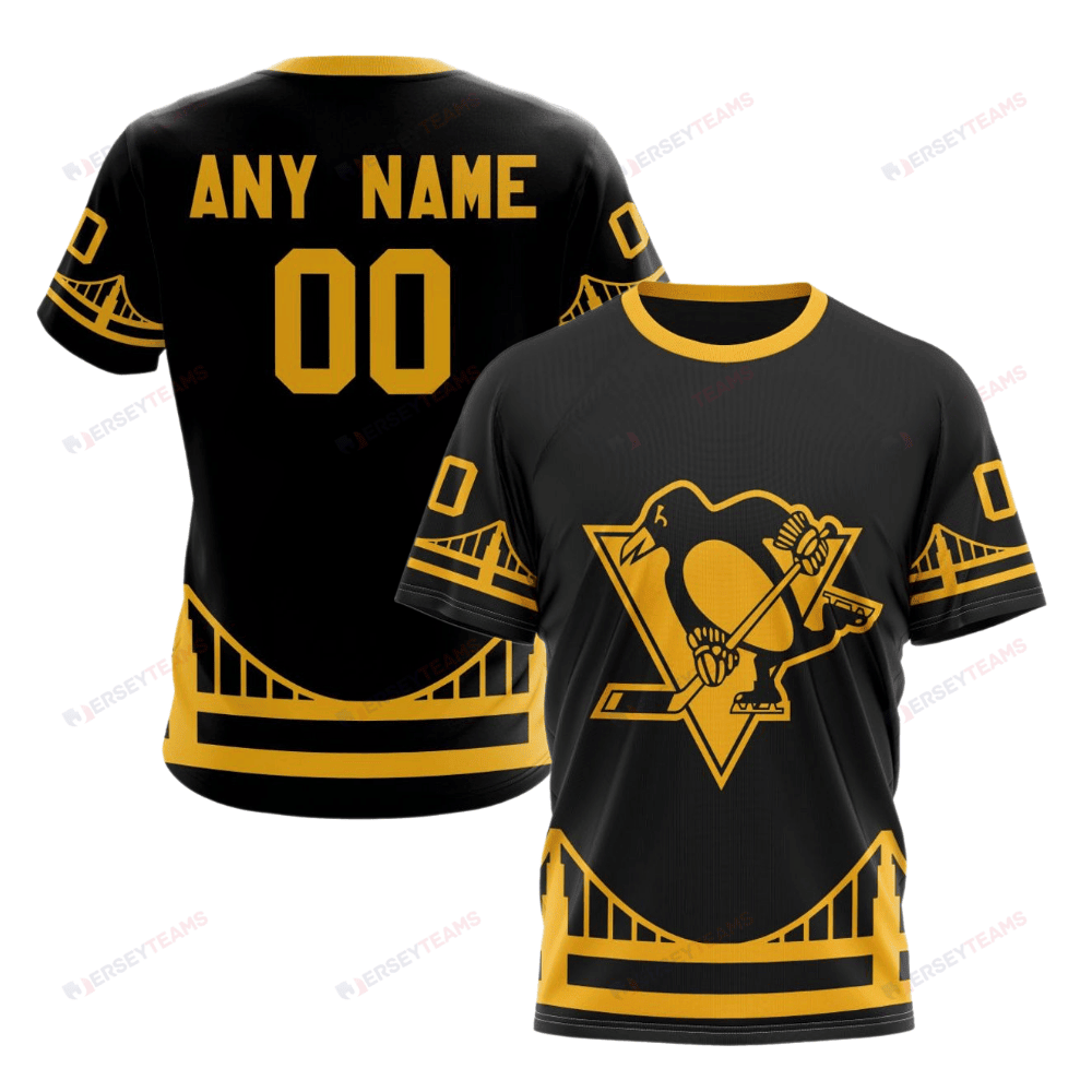 Pittsburgh Penguins Special Blackout Design Custom AOP T-Shirt - Black