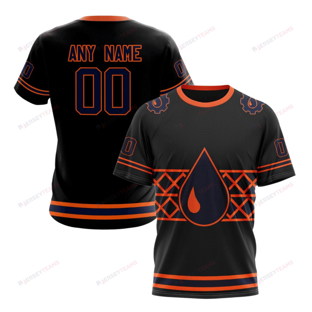 Edmonton Oilers Special Blackout Design Custom AOP T-Shirt - Black