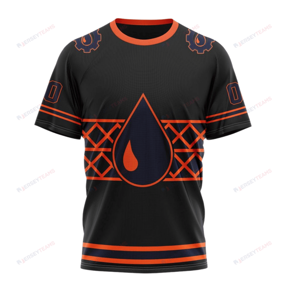 Edmonton Oilers Special Blackout Design Custom AOP T-Shirt - Black