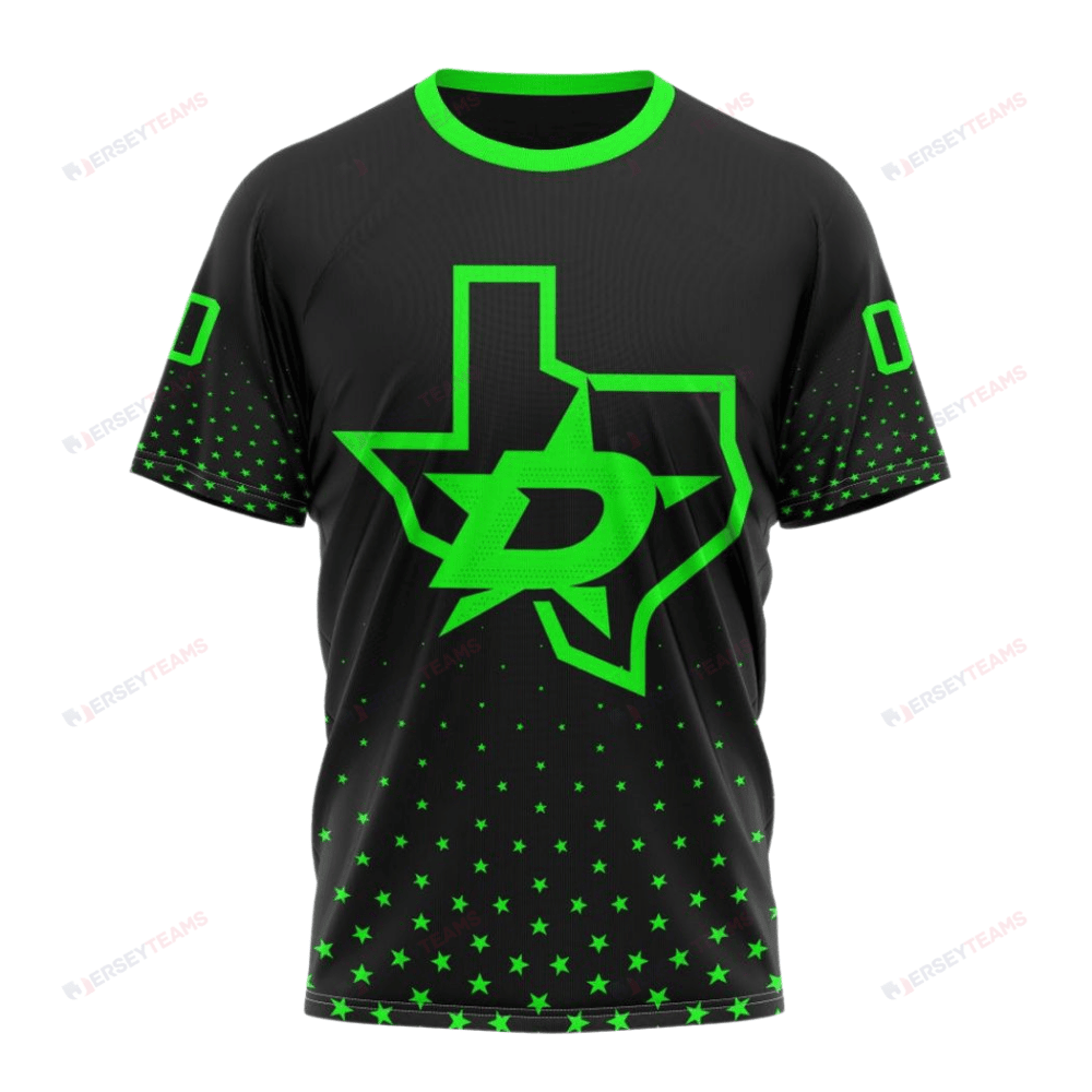 Dallas Stars Special Blackout Design Custom AOP T-Shirt - Black