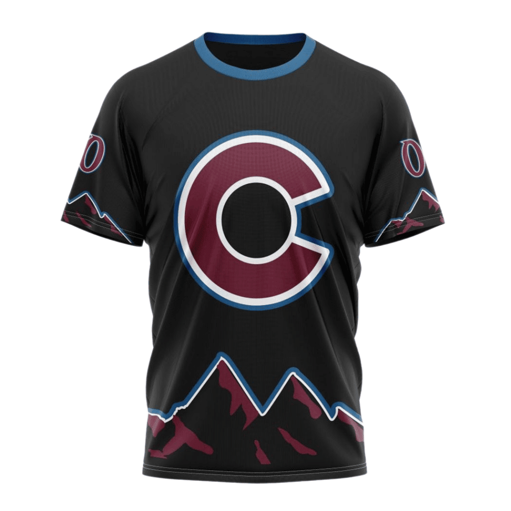 Colorado Avalanche Special Blackout Design Custom AOP T-Shirt - Black