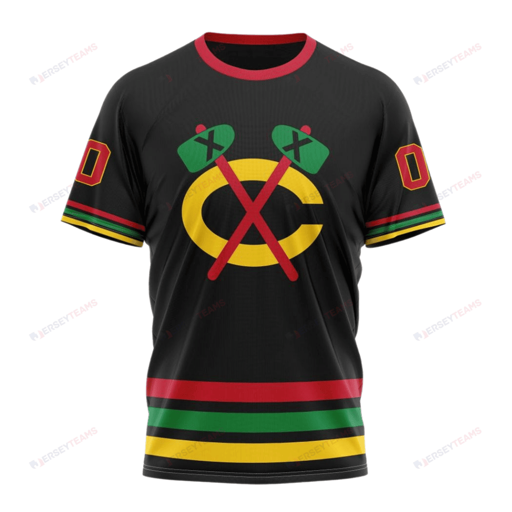 Chicago Blackhawks Special Blackout Design Custom AOP T-Shirt - Black