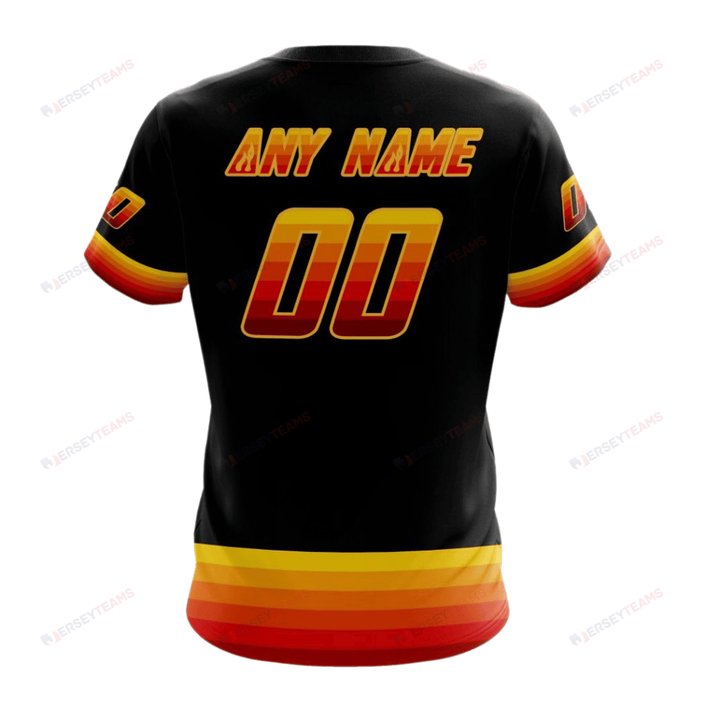 Calgary Flames Special Blackout Design Custom AOP T-Shirt - Black