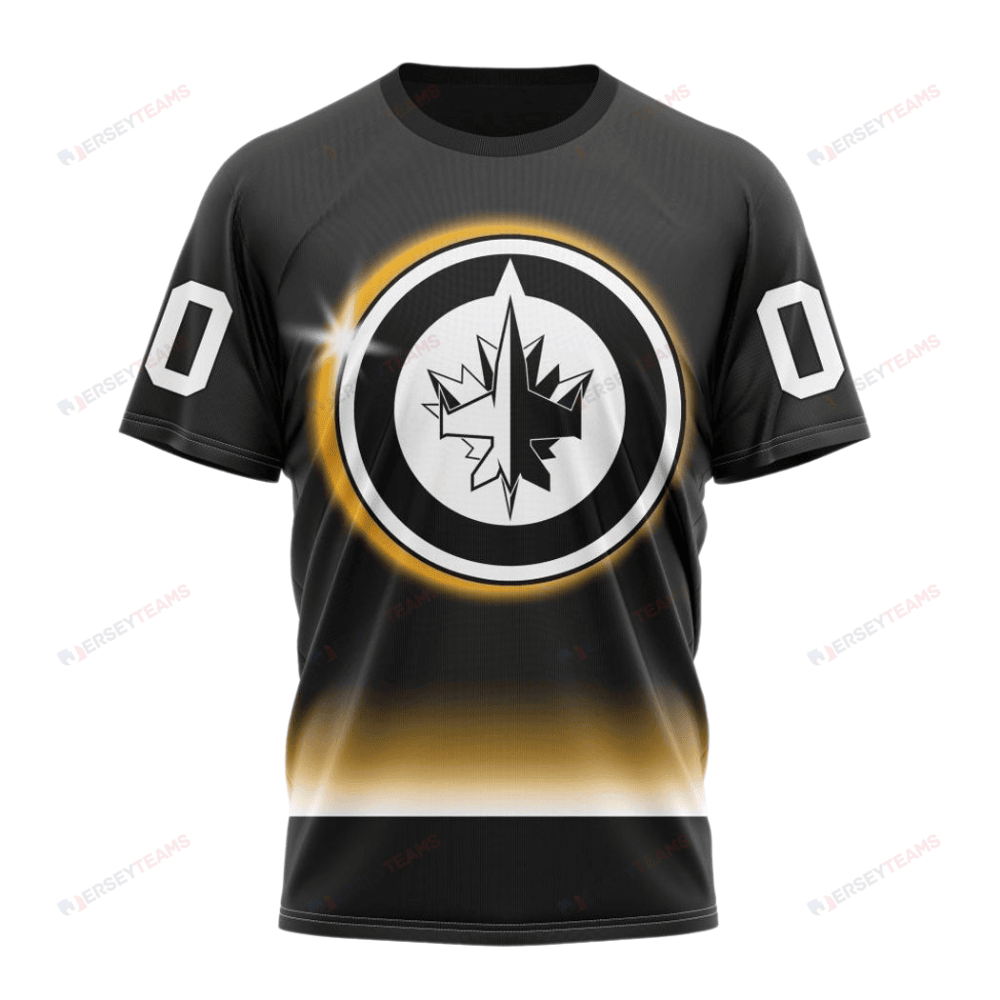 Winnipeg Jets Special Eclipse Design Custom AOP T-Shirt - Black
