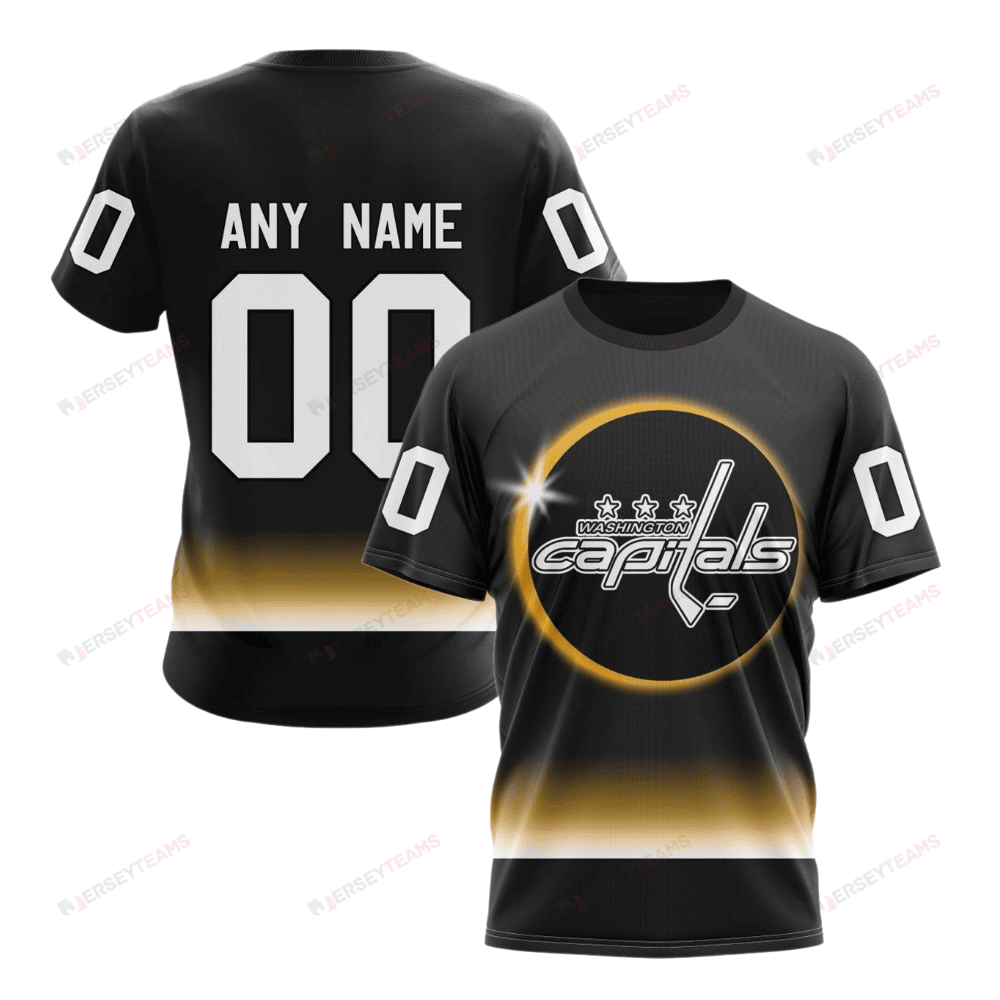 Washington Capitals Special Eclipse Design Custom AOP T-Shirt - Black