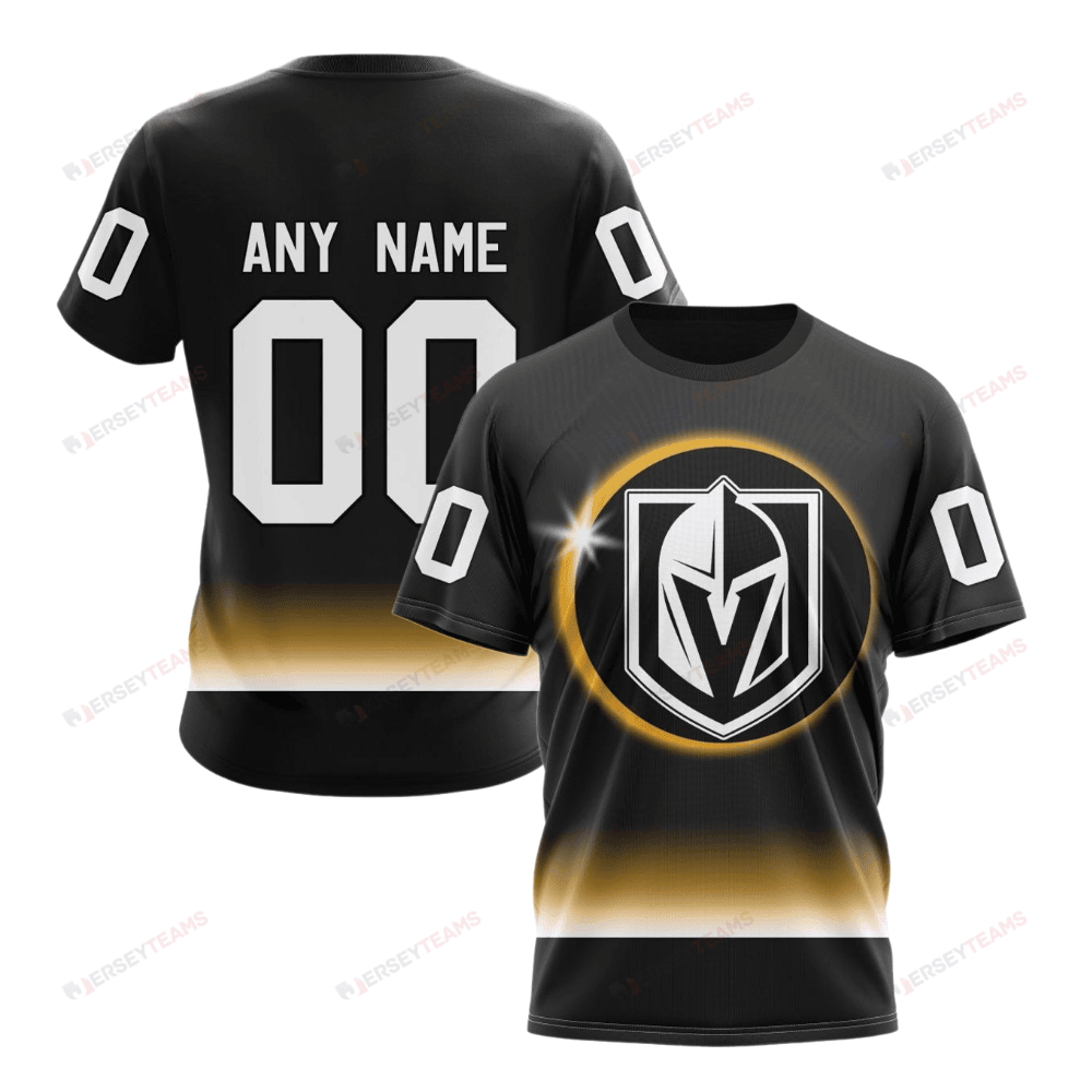 Vegas Golden Knights Special Eclipse Design Custom AOP T-Shirt - Black