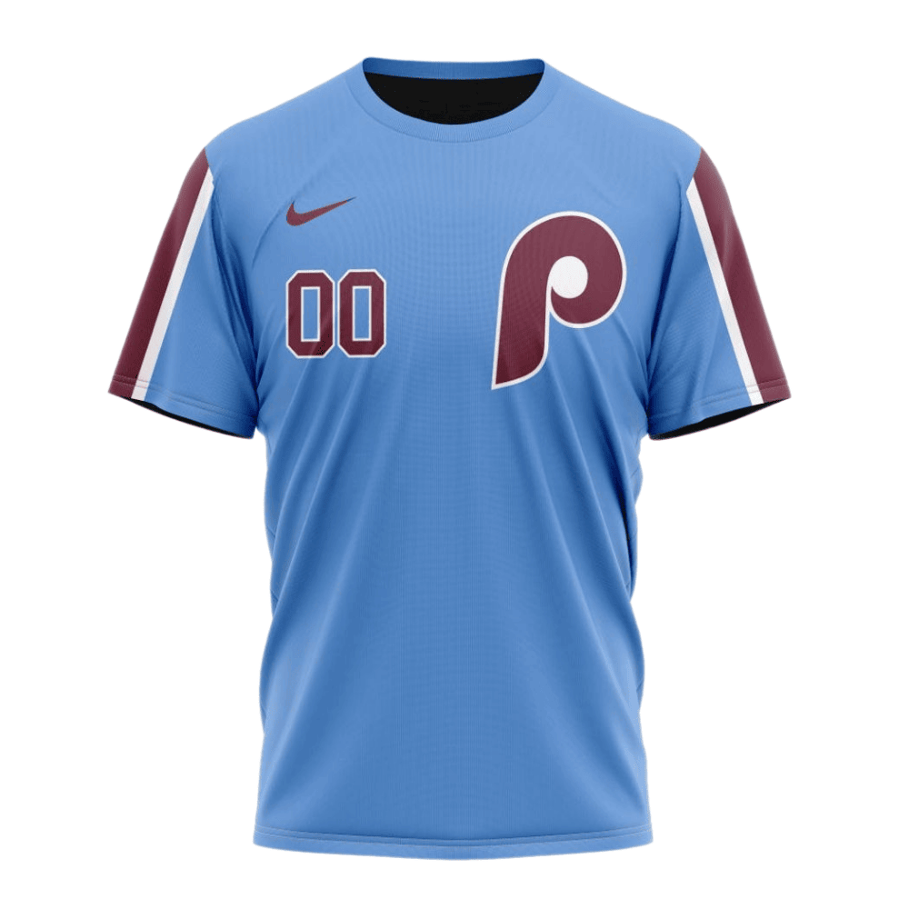 Philadelphia Phillies 2024/25 Alternate Kits Custom AOP T-Shirt - Sky Blue